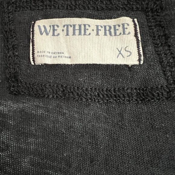 Free People Women's Love Language Solid Tank black linen slit hem henley XS - Picture 11 of 11